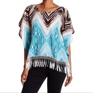 NWT Alberto Makali Fringe Tunic Blouse Size Small